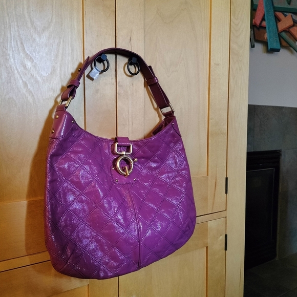 Purple Quilted Women's Bag J Crew 100% Leather.. Gorgeous Purple Color - Picture 1 of 6
